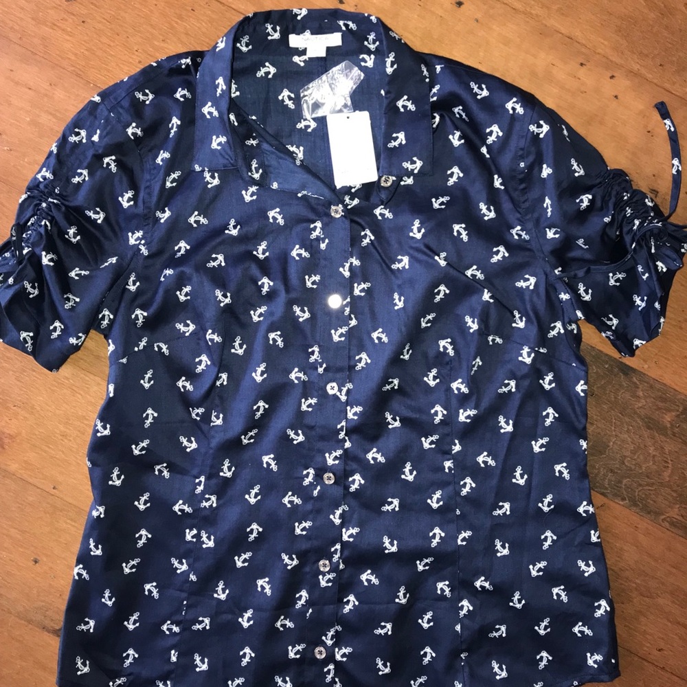 NAUTICA Navy Blue Anchor Blouse sz: XL